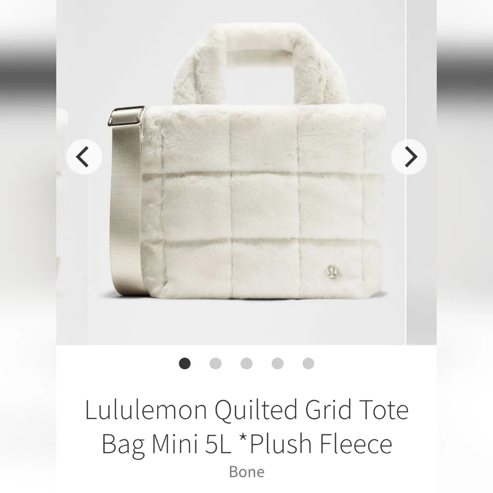 Lululemon Quilted Grid Tote Mini 5L Plush Fleece Tote In Bone